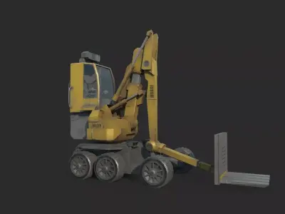 Future sci-fi style engineering vehicle forklift 3D model