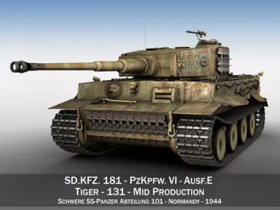 Panzer VI - Tiger - 131 - Mid Production 3D model