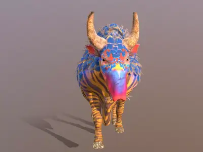 Mythical Zebra COW WALKING Fashion 3D model
