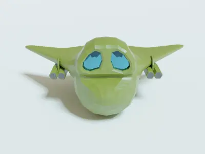 Green bomber airplane Low-poly 3D model