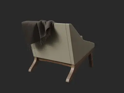 Boomerang Armchair with Blanket and Pillows Free low-poly 3D model
