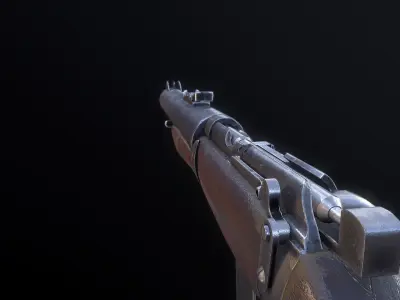 De Lisle British WW2 Rifle PBR Low-poly 3D model Low-poly 3D model