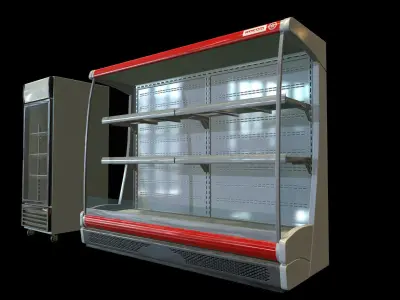 Commercial Fridge Freezer set Low-poly 3D model