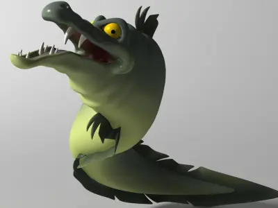Cartoon Moray eel Rigged Low-poly 3D model