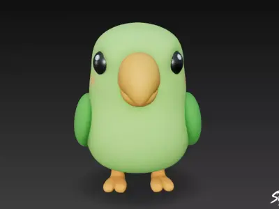 Cartoon Plush Parrot Low-poly 3D model
