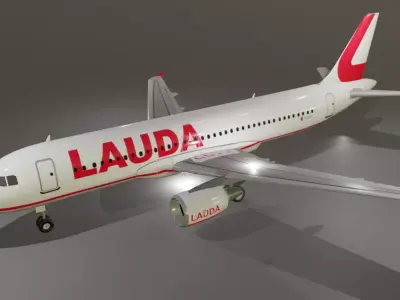 Lauda airlines airbus a320-214 low poly 3D Model  Low-poly 3D model