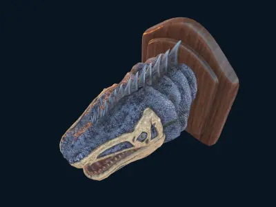 Wall trophy dinosaur monster head Low-poly 3D model