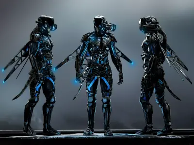 Sci Fi Paratrooper Low-poly 3D model