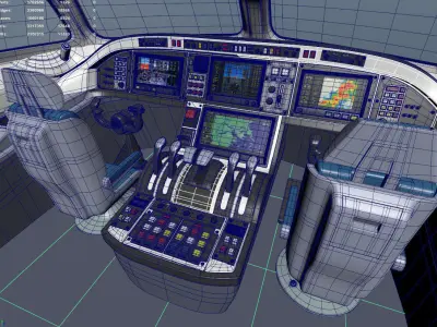 Cockpit interior of plane Low-poly 3D model