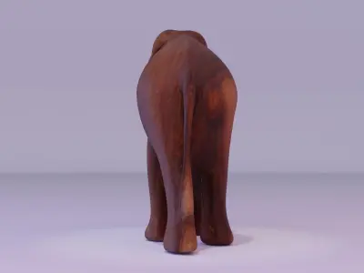 Elephant wood handmade sculpture Low-poly 3D model