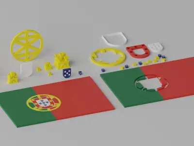Cartoon Portugal Flag 3D model