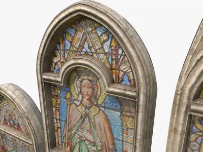 Stained Glass Window Pack Low-poly 3D model