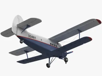 Antonov AN-2 propeller plane flying in sky 3D model
