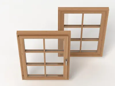 Windows 3 two wooden 3D model