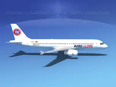 Airbus A320 LP Aero Lloyd Low-poly 3D model
