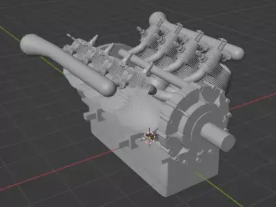 RAF 1 Air-cooled Engine 3D model