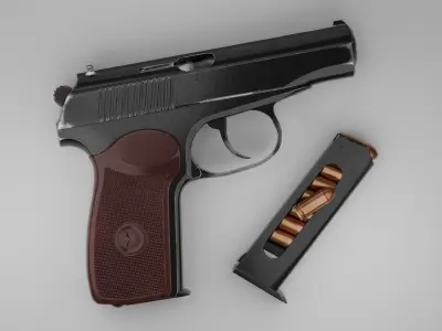 AAA Low-Poly Makarov Pistol PM 1963 Low-poly 3D model