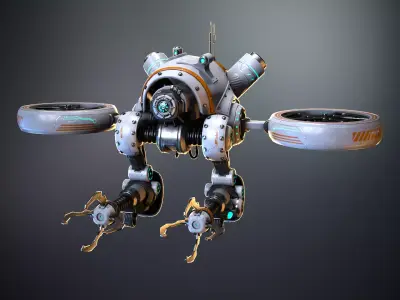 Sci-fi drone 01 Low-poly 3D model