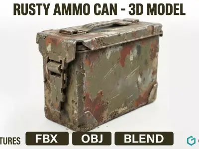 Post Apocalyptic Rusted Ammo Box Low-poly 3D model