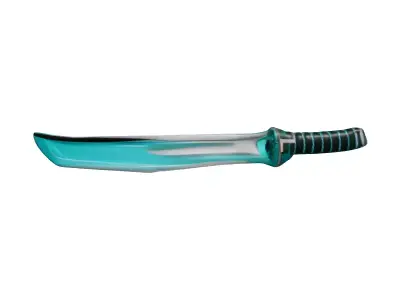 Cyan Neon Katana 3D Model 3D model