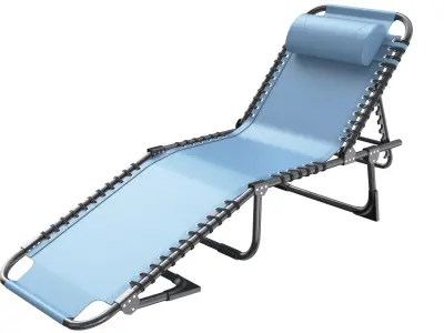 Folded Sun Lounger Blue 3D model