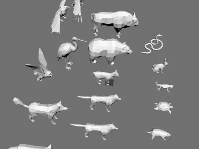 Animals lowpoly animal set Low-poly 3D model
