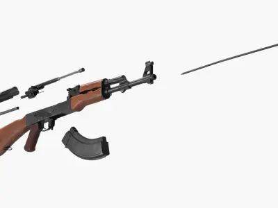 Assembling an AK 47 Rigged Animated 3D model