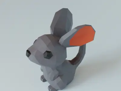 Mouse low poly 3D model polygonal 3D model