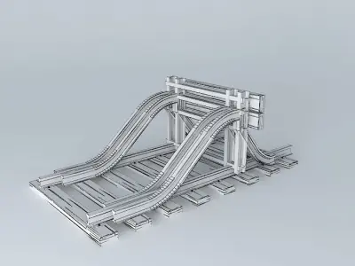 Eco Rail Track Buffers Old Wooden Split Sleepers Free 3D model