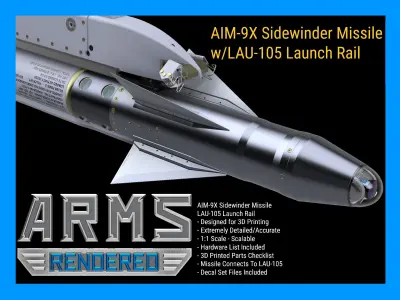 AIM-9X Sidewinder - Extreme Detail-Accuracy - 3D Print Ready 3D print model