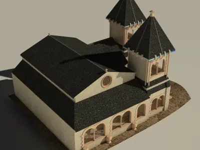 Cartoon Castle Low-poly 3D model