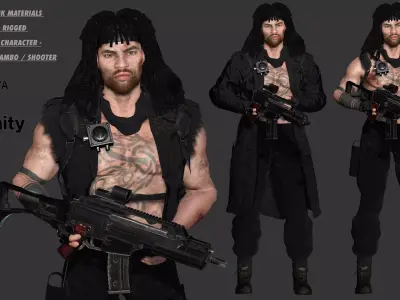 AAA 3D REALISTIC MAN CHARACTER -SHOOTER  ACTION HEROES RAMBO Low-poly 3D model