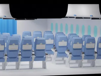 Cartoon Airplane Cabin Interior 3D model