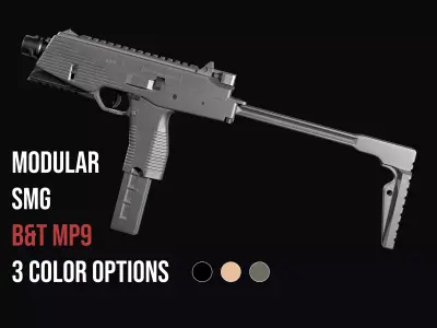 Modular SMG Brugger and Thomet MP9 Low-poly 3D model