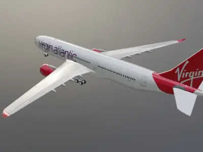 Virgin Atlantic Airbus a330-900neo model with cockpit Low-poly 3D model