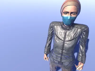 Survivor - animated rigged female Low-poly 3D model