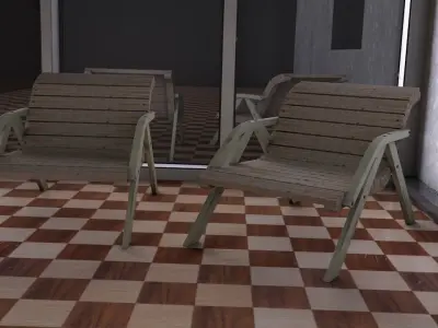 wooden chair for beach side Free low-poly 3D model