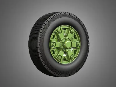 Trucks Tires and Dayton Style Rims with 6 Spoks 3D model