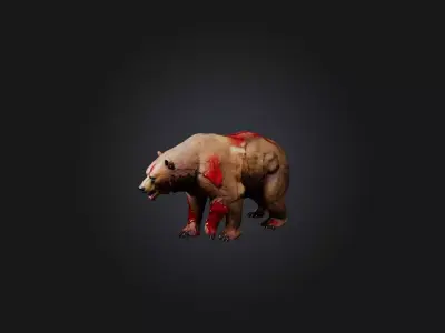 Realistic Wounded Bear Model Low-poly 3D model