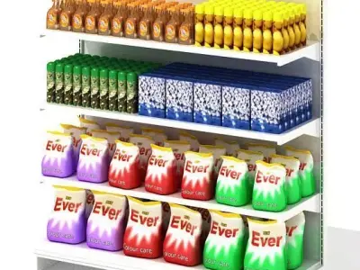 Commercial White Locking Shelves 3D model