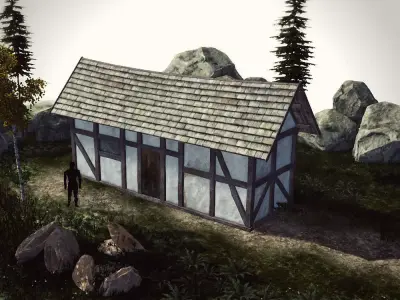 High Quality Medieval house - Building E Low-poly 3D model