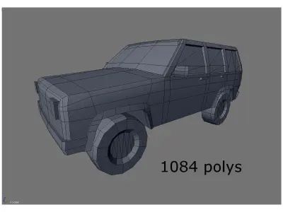 low poly fireman jeep Low-poly 3D model