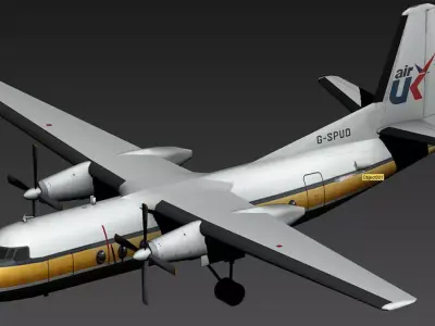 Fokker F27 Low Poly Low-poly 3D model