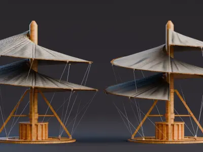 Da Vinci Inventions - Helical air screw Low-poly 3D model