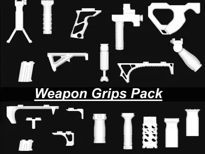 Weapon Grips Pack Low-poly 3D model