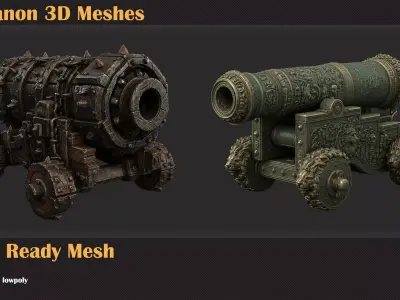33 Cannon 3D Meshes 3D model