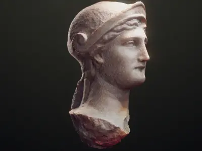 Athen godess head scanned and lowpoly Low-poly 3D model