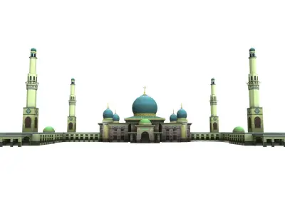 mesjid agung pekanbaru - mosque pekanbaru Low-poly 3D model