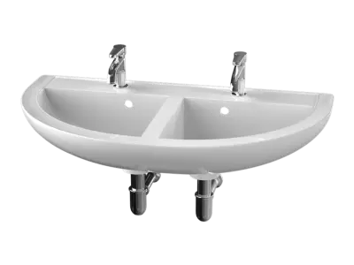  Wall Mounted Double Bathroom Sink Model, White 