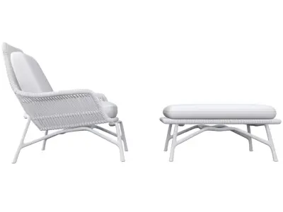 Minotti Prince Cord outdoor armchair and Ottoman 3D model